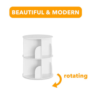 SpaceAid 4 Tier Rotating Bookshelf Tower, Spinning Bookcase Lazy Susan, Revolving 360 Book Shelf Storage Round Carousel, Vertical Rotate Turning Spiral Corner Organizer, White