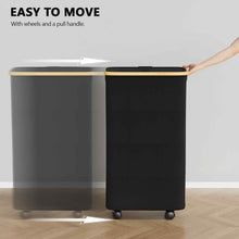 Load image into Gallery viewer, SpaceAid Laundry Hamper with Lid, 110L Large Tall Clothes Basket Bin with Bamboo Handles, Collapsible Laundry Hamper for Bedroom, Bathroom, Dorm, Laundry Room - Black