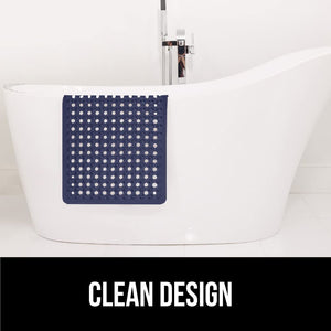 Bath Tub Shower Mat, Machine Washable Bathtub Floor Liner Mats, Suction Cups and Drain Holes to Keep Tubs Clean, Soft on Feet, Bathroom Essentials, 35x16 Inch, Clear