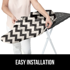 Ironing Board Cover and Pad, Silicone Coating, Thick Scorch Resistant Padding, Heavy Duty Iron Covers Standard Boards, Hook and Loop Fastener Strap, Silver, 15x54