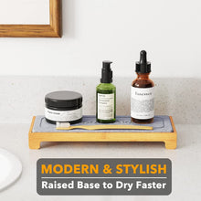 Load image into Gallery viewer, SpaceAid DryingNeat Instant Dry Sink Caddy Organizers, Kitchen Sponge Soap Holder Dispenser, Countertop Fast Drying Counter Tray Rack (Bamboo, Gray)