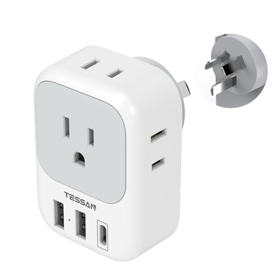 European Travel Plug Adapter USB C, TESSAN International Plug Adapter with 4 AC Outlets 3 USB Charging Ports, Type C Europe Power Adaptor for US to EU France Germany Iceland Spain Italy