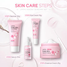 Load image into Gallery viewer, Skin Care Set JAPAN SAKURA Beauty Gift Sets Skin Care Kit with Cleanser, Toner, Lotion, Serum, Eye Cream, Face Cream, Make up Primer Travel Kit for Women Wife Mom 7pcs