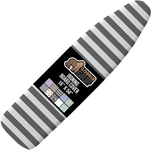 Ironing Board Cover and Pad, Silicone Coating, Thick Scorch Resistant Padding, Heavy Duty Iron Covers Standard Boards, Hook and Loop Fastener Strap, Silver, 15x54