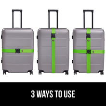 Load image into Gallery viewer, Heavy Duty 4 Pack Adjustable Luggage Straps for Suitcases, Easy to Identify Travel Belt Connector Holds Suitcase Together, Extends Life of Bag, Strap Connects Two Bags, Accessories Green