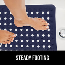Load image into Gallery viewer, Bath Tub Shower Mat, Machine Washable Bathtub Floor Liner Mats, Suction Cups and Drain Holes to Keep Tubs Clean, Soft on Feet, Bathroom Essentials, 35x16 Inch, Clear