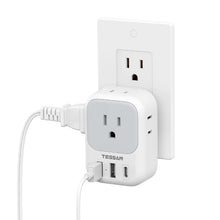 Load image into Gallery viewer, USB Wall Charger, Wall Plug Adapter Outlet Extender, TESSAN 3 Charger Block (1 USB C Port), Multi Charging Station for Cruise, Bathroom, Office, Dorm Essentials