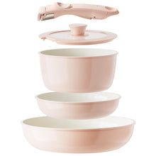 Load image into Gallery viewer, Redchef Ceramic Pots and Pans Set Non Stick, Nonstick Kitchen Cookware Sets, Non Toxic Pots and Pans Set Non Stick, PFAS PFOA &amp; PTFE Free, Detachable Handle Pots and Pans 5 Piece, RV Cookware