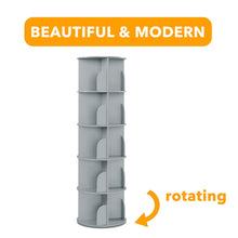 Load image into Gallery viewer, SpaceAid 4 Tier Rotating Bookshelf Tower, Spinning Bookcase Lazy Susan, Revolving 360 Book Shelf Storage Round Carousel, Vertical Rotate Turning Spiral Corner Organizer, White