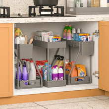 Load image into Gallery viewer, 3PC Under Sink Organizer Rack 2 Tier Under Sliding Cabinet Basket Organizer Drawer, Multi-purpose Under Sink Storage for Bathroom Kitchen Desktop (Black)