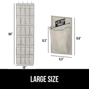 Over the Door Shoe Organizer, 24 Large Breathable Mesh Pockets, Space Saving Hanging Storage Holder, Closet Rack Hanger Holds Up to 40 lbs, Hangs on Closets for Shoes, Accessories, Black