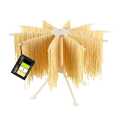 Collapsible Pasta Drying Rack - Spaghetti Noodle Drying Rack with 10 Bar Handles White