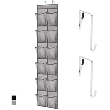 Load image into Gallery viewer, Over the Door Shoe Organizer, 24 Large Breathable Mesh Pockets, Space Saving Hanging Storage Holder, Closet Rack Hanger Holds Up to 40 lbs, Hangs on Closets for Shoes, Accessories, Black