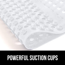 Load image into Gallery viewer, Bath Tub Shower Mat, Machine Washable Bathtub Floor Liner Mats, Suction Cups and Drain Holes to Keep Tubs Clean, Soft on Feet, Bathroom Essentials, 35x16 Inch, Clear