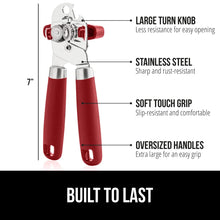Load image into Gallery viewer, Heavy Duty Stainless Steel Smooth Edge Manual Can Opener and Bottle Openers, Soft Ergonomic Handle, Oversized Handheld Easy Turn Knob, Multifunctional Kitchen Tool, Black