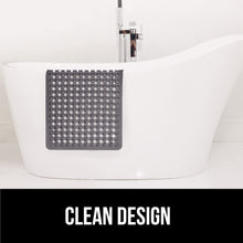 Load image into Gallery viewer, Bath Tub Shower Mat, Machine Washable Bathtub Floor Liner Mats, Suction Cups and Drain Holes to Keep Tubs Clean, Soft on Feet, Bathroom Essentials, 35x16 Inch, Clear