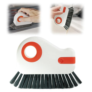 2 in 1 Groove Cleaning Brush Window Track Cleaning Tools, 2024 New Hard Bristle Crevice Cleaning Brush with Hidden Scraper, Shutter Door Window Track Kitchen Cleaning Brushes Kit (1, Orange)