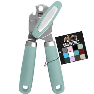 Heavy Duty Stainless Steel Smooth Edge Manual Can Opener and Bottle Openers, Soft Ergonomic Handle, Oversized Handheld Easy Turn Knob, Multifunctional Kitchen Tool, Black