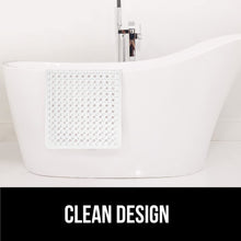 Load image into Gallery viewer, Bath Tub Shower Mat, Machine Washable Bathtub Floor Liner Mats, Suction Cups and Drain Holes to Keep Tubs Clean, Soft on Feet, Bathroom Essentials, 35x16 Inch, Clear