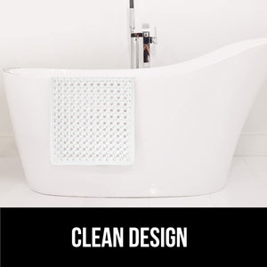 Bath Tub Shower Mat, Machine Washable Bathtub Floor Liner Mats, Suction Cups and Drain Holes to Keep Tubs Clean, Soft on Feet, Bathroom Essentials, 35x16 Inch, Clear