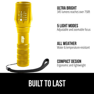 Powerful LED Tactical Flashlight, 750 FT High Lumens 5 Adjustable Modes, Water Resistant, Ultra Bright Zoom Flashlights, Small Mini Flash Light, Camping, Night Dog Walking, Turquoise