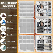 Load image into Gallery viewer, SpaceAid Shoe Organizer for Closet, 2 Pack Foldable Shoe Storage Containers Baskets Boxes Bins w/Adjustable Dividers, Fits 16-32 Pairs, Black