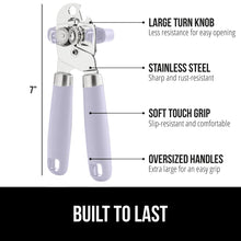 Load image into Gallery viewer, Heavy Duty Stainless Steel Smooth Edge Manual Can Opener and Bottle Openers, Soft Ergonomic Handle, Oversized Handheld Easy Turn Knob, Multifunctional Kitchen Tool, Black