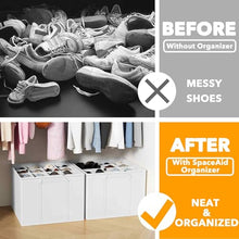 Load image into Gallery viewer, SpaceAid Shoe Organizer for Closet, 2 Pack Foldable Shoe Storage Containers Baskets Boxes Bins w/Adjustable Dividers, Fits 16-32 Pairs, Black