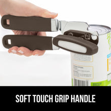 Load image into Gallery viewer, Heavy Duty Stainless Steel Smooth Edge Manual Can Opener and Bottle Openers, Soft Ergonomic Handle, Oversized Handheld Easy Turn Knob, Multifunctional Kitchen Tool, Black