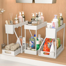 Load image into Gallery viewer, 3PC Under Sink Organizer Rack 2 Tier Under Sliding Cabinet Basket Organizer Drawer, Multi-purpose Under Sink Storage for Bathroom Kitchen Desktop (Black)