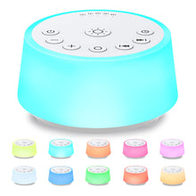 Load image into Gallery viewer, Color Noise Sound Machines with 10 Colors Night Light 25 Soothing Sounds and Sleep White Noise Machine 32 Volume Levels 5 Timers Adjustable Brightness Memory Function for Adults Kids Baby