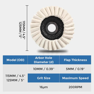 Wool Felt Flap Polishing Disc, 2025 New Wool Polishing Wheel Disc Buffing Pad, Premium Felt Polishing Pads for Metal, Marble Stone, Furniture Car Wax (4.5IN, 2)