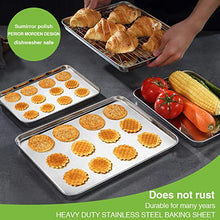 Load image into Gallery viewer, Baking Sheet Pan for Toaster Oven, Stainless Steel Baking Pans Small Metal Cookie Sheets by Umite Chef, Superior Mirror Finish Easy Clean, Dishwasher Safe, 9 x 7 x 1 inch, 3 Piece/set