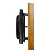 Load image into Gallery viewer, Mortise Style Reversible Sliding Patio Door Handle Set with Oak Wood Interior Handle and Exterior Pull in White Diecast Finish Fits 3-15/16” Screw Hole Spacing, Non-keyed with Latch Locks (Black)