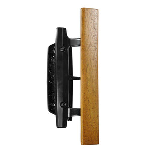 Mortise Style Reversible Sliding Patio Door Handle Set with Oak Wood Interior Handle and Exterior Pull in White Diecast Finish Fits 3-15/16” Screw Hole Spacing, Non-keyed with Latch Locks (Black)