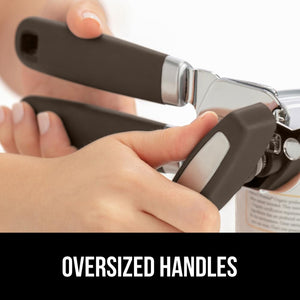Heavy Duty Stainless Steel Smooth Edge Manual Can Opener and Bottle Openers, Soft Ergonomic Handle, Oversized Handheld Easy Turn Knob, Multifunctional Kitchen Tool, Black