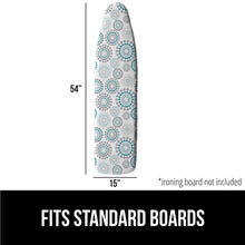 Load image into Gallery viewer, Ironing Board Cover and Pad, Silicone Coating, Thick Scorch Resistant Padding, Heavy Duty Iron Covers Standard Boards, Hook and Loop Fastener Strap, Silver, 15x54