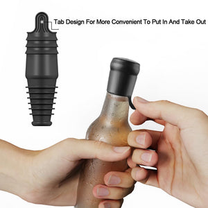 Silicone Wine Stopper Reusable Wine Bottle Stopper, 8Pcs Champagne Stoppers for Bottles, Food Grade Rubber Wine Stoppers for Wine Bottles (Black+Red)