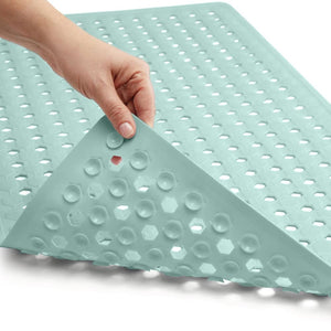 Bath Tub Shower Mat, Machine Washable Bathtub Floor Liner Mats, Suction Cups and Drain Holes to Keep Tubs Clean, Soft on Feet, Bathroom Essentials, 35x16 Inch, Clear