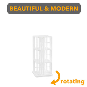 SpaceAid 6 Tier Rotating Bookshelf Tower, Bamboo Spinning Book Shelf, Revolving 360 Bookcase Storage Swivel Round Carousel, Vertical Rotate Turning Spiral Corner Organizer (6-Tier Walnut)