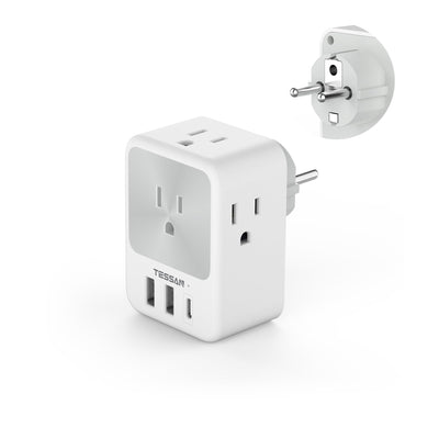 2 Prong to 3 Prong Outlet Adapter, TESSAN US to Japan Travel Plug Adapter with 4 AC Outlets, Japanese Power Adaptor with 3 USB Ports (1 USB C), Type A Plug for USA to Canada Mexico Philippines China