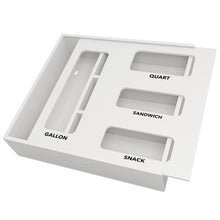 Load image into Gallery viewer, SpaceAid Bag Storage Organizer for Kitchen Drawer, Bamboo Organizer, Compatible with Gallon, Quart, Sandwich and Snack Variety Size Bag (1 Box 4 Slots)