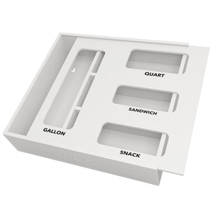 SpaceAid Bag Storage Organizer for Kitchen Drawer, Bamboo Organizer, Compatible with Gallon, Quart, Sandwich and Snack Variety Size Bag (1 Box 4 Slots)