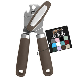 Heavy Duty Stainless Steel Smooth Edge Manual Can Opener and Bottle Openers, Soft Ergonomic Handle, Oversized Handheld Easy Turn Knob, Multifunctional Kitchen Tool, Black