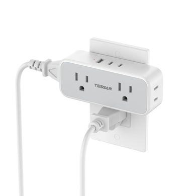Surge Protector Outlet Extender, TESSAN Multi Plug Splitter with 4 Electrical Outlets 3 USB Ports(1 USB C), Multiple Plug Mini Wall Expander for Home Bathroom Office Dorm Room Essentials