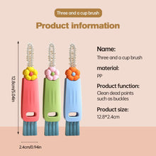 Load image into Gallery viewer, 3-in-1 Cup Lid Cleaning Brush Set, 3 Pack Mini Multi-Functional Crevice Cleaning Brushes, Soft &amp; Hard Bristle Brush Heads, Hook-Style Remover, Suitable for Cups, Bottles, Kettles &amp; More