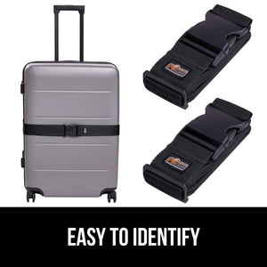 Heavy Duty 4 Pack Adjustable Luggage Straps for Suitcases, Easy to Identify Travel Belt Connector Holds Suitcase Together, Extends Life of Bag, Strap Connects Two Bags, Accessories Green