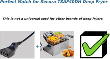 Load image into Gallery viewer, Secura Magnet Power Cord for TSAF40DH Deep Fryer(Interface Size:1.6 * 0.8 inch), Not a Universal Cord for Other Brands of Deep Fryers