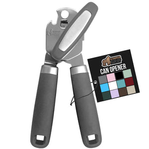 Heavy Duty Stainless Steel Smooth Edge Manual Can Opener and Bottle Openers, Soft Ergonomic Handle, Oversized Handheld Easy Turn Knob, Multifunctional Kitchen Tool, Black