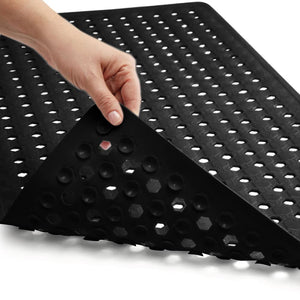 Bath Tub Shower Mat, Machine Washable Bathtub Floor Liner Mats, Suction Cups and Drain Holes to Keep Tubs Clean, Soft on Feet, Bathroom Essentials, 35x16 Inch, Clear
